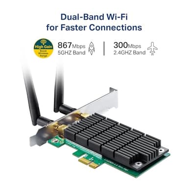 TP-Link AC1200 PCIe WiFi Card(Archer T4E)- 2.4G/5G Dual Band Wireless PCI Express Adapter, Low Profile, Long Range Beamforming, Heat Sink Technology, Supports Windows 11/10/8.1/8/7/XP - Image 2
