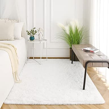 Kimicole 8x10 Large Area Rugs for Living Room Bedroom, Soft Fluffy Shaggy Rug, Non-Slip Fuzzy Furry Rugs for Nursery Kids Room Dorm Room Home Decor, High Pile Indoor Plush Floor Carpet (White) - Image 4