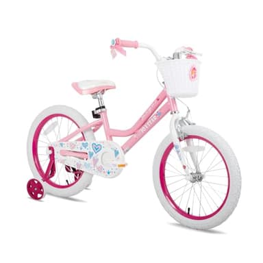 JOYSTAR 18 Inch Girls Bike for 5-9 Years Old Kids Bike with Training Wheels and Basket 18 Inch Bikes Bicycle with Handbrake in Cherry Pink - Image 1