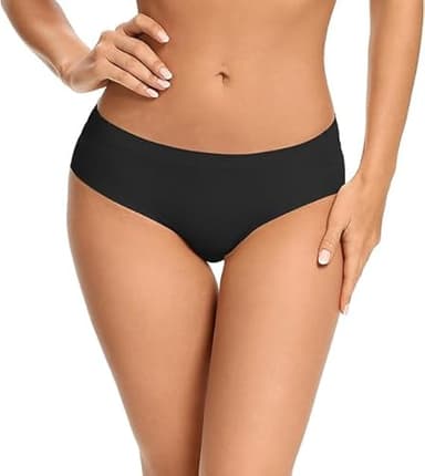 voenxe Seamless Underwear for Women Black,Hipster No Show Ladies Panties Line,Breathable Stretch Bikini,Invisible Workout Briefs,Comfortable Soft Undies,Gym Underpants,5 Pack - Image 2