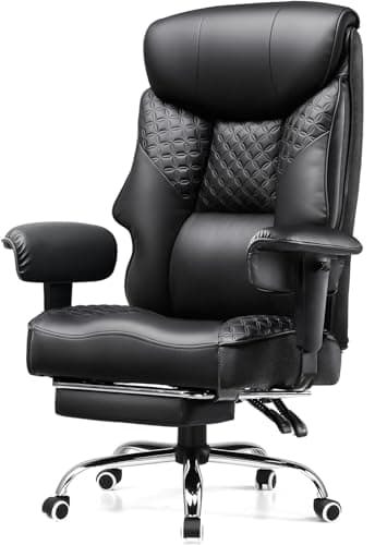 GTRACING Big and Tall Office Chair 400LBS Wide Ergonomic Gaming Chair with Deluxe Embossing Designed Leather with Foot Rest,150°Reclining Adjustable Soft Armrests Pocket Spring Back Support and Pillow - Image 1