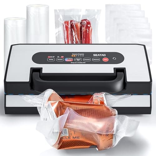 Upgraded Vacuum Sealer for Liquid, SEATAO 90Kpa Vacuum Sealer Machine for Dry/Moist/Liquid Food, Easy-Lock Handle, Double Heat Seal, Built-in Cutter and Bag Storage & Removable Drip Tray - Image 1