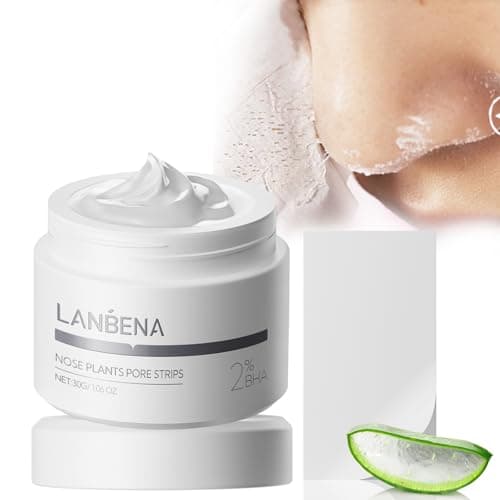 LANBENA 2.0 Nose Pore Strips, Blackhead Remover Mask with Salicylic Acid, Amazonian White Clay, Pore Cleanser Purifying Peel off Face Mask with 60 PCS Strips, Aloe Facial Mask(1.05 Ounce) - Image 1