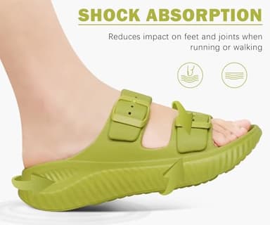 KuaiLu Womens Recovery Sandals Comfort Plantar Fasciitis Arch Support Ladies Orthopedic Adjustable Strap Sport Walking Slides Slip On Athletic Cushion Slippers Summer Pool Beach Sandles Green Size 9 - Image 7