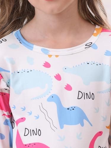 Bow Dream Toddler Girls Casual Dress and Matching American Girl Doll Clothes for GirlsWhite Dinosaur Size 130 - Image 6