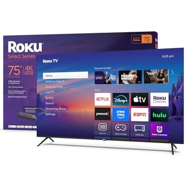 Roku Smart TV 2025 – 75-Inch Select Series, 4K HDR TV – RokuTV with Enhanced Voice Remote – Flat Screen LED Television with Wi-Fi for Streaming Live Local News, Sports, Family Entertainment - Image 1