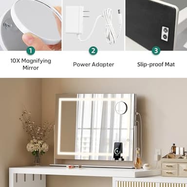 YITAHOME Vanity Mirror with Lights 24.6"x20" LED Lighted Makeup Mirror, Dimmable 3 Color, Large Makeup Mirror with Lights, Led Mirror Makeup, for Vanity Desk Tabletop Salon - Image 4