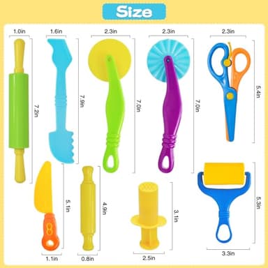 LCY WEDSHI Playdough Tool Set, 9 Pcs Play Dough Tools Sets for Kids Ages 4-8, Playdough Accessories Includes Cutters Roller, Rolling Pins, Safety Scissors, Plastic Knife - Image 2
