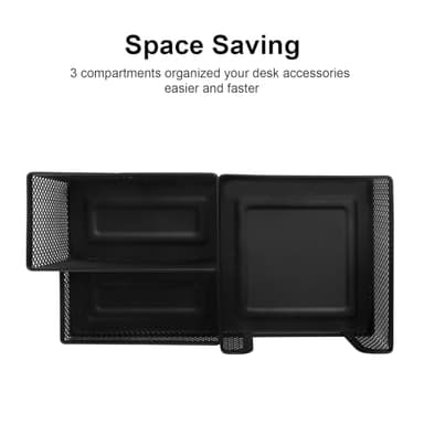 Comix Mesh Pen Pencil Holder Desk Organizer, 3 Compartment Wire Desktop Pen Pencil Cup Caddy Office Supplies Accessories for Home Office School, Black(2 Pack) - Image 6