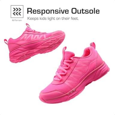 DREAM PAIRS Boys Girls Shoes Kids DuraPlay Tennis Footwear Non Slip Athletic Running Walking Lightweight Lace Up Sneakers for Little/Big Kid,Size 1 Little Kid,Hot Pink,SDRS2401K - Image 4
