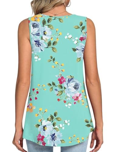 LONGYUAN Womens Tank Tops Summer Sleeveless Tunic Square Neck Mint Green 4X-Large - Image 3