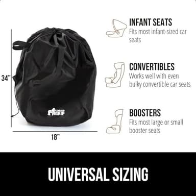 GORILLA GRIP Car Seat Travel Bag for Airplane Gate Check, Easy Carry Padded Backpack Bags Cover Carseats, Infant Baby Carriers and Toddler Booster Seats for Airport, Child Air Travels Essential, Black - Image 5