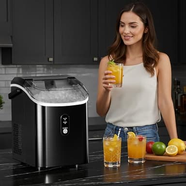 Antarctic Star Nugget Ice Maker Countertop with Soft Chewable Ice, Portable Sonic Ice Maker with Basket and Scoop, Removable Top Cover, Auto-Cleaning for Home/Party/RV/Camping (Stainless Steel Black) - Image 8