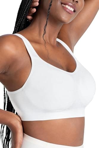SHAPERMINT Bras for Women No Underwire - Seamless Bras for Women, Wireless Bra, Adjustable Seamless Bra, Plus Sizes White - Image 1