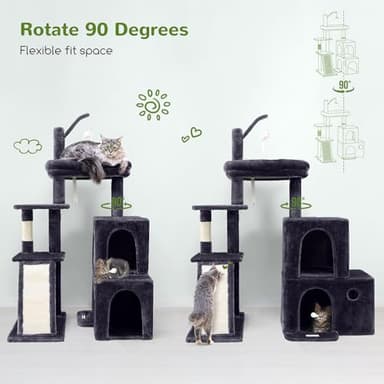 Globlazer Cat Tower for Adult Indoor Cats, 50-inch Heavy Duty Cat Tree for Big Cats, Cat Tree House with Extra-Large Padded Platform, Sisal Scratching Board, 2 Large Condos, F50, Dark Grey - Image 2