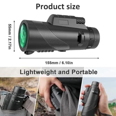Stscope 360 Monocular Set, Telescope High Power, High-Power Long-Range Optics with Night Vision & Phone Adapter, Tripod-Compatible Gear for Birdwatching Stargazing Camping (80x100,Upgraded Green) - Image 2