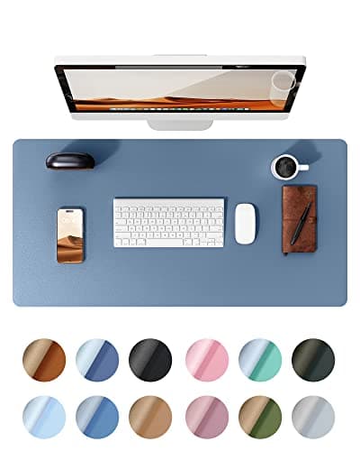 YSAGi Leather Desk Protector, Office Mat, Large Mouse Mat, Non-Slip PU Leather Blotter, Laptop Desk, Waterproof Writing Pad for Office and Home (Blue, 23.6" x 13.8") - Image 1