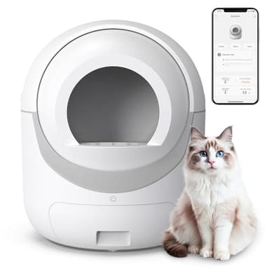 Self Cleaning Cat Litter Box, Automatic Cat Litter Box with APP Control Odor Removal Safety Protection for Multiple Cats, with Garbage Bags - Image 1