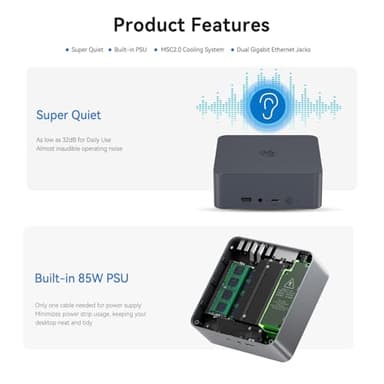 Beelink EQi12 Mini PC Intel i5 1235U(10C/12T,up to 4.4GHZ),16GB DDR4,500GB SSD Mini Computer Supports 4K Dual Screen Display/WiFi6/BT5.2/Dual Gigabit LAN/Win 11 Pro - Image 8