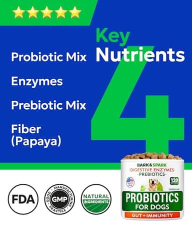 BARK&SPARK Probiotics for Dogs Digestive Health w/Enzymes - Diarrhea Gas Treatment Upset Stomach Relief - Allergy & Itchy Skin - Pet Dogs Probiotics - Digestion Supplement Treat (120Ct Chicken) - Image 3