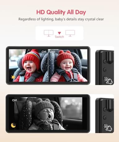 LUCKVIEW BM5PRO 7.2" 1080P HD Baby Car Camera for 2 Kids, Split Screen with IR Night Vision, Easy to Install & Adjust Brightness, Dual Car Camera Baby Monitor for Rear Seat Safety - Image 2
