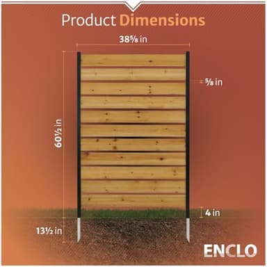 5ft H x 3.2ft W (1 Panel) No Dig Enclo Concord Cedar Wood Privacy Screen, Great to Hide Trash Cans, Decorative Patio Privacy Screen, Outdoor Privacy Fence Panel, Air Conditioner Fence, EC18022 - Image 6