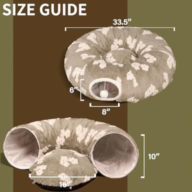 Pesen Christmas Cat Tunnel Bed with Soft Cushion, Cat Toys for Indoor Cats Enhance Bonding Between Pets and Owners, Encourage Exploration, and Satisfy Natural Instincts for Kittens, Dogs, and Rabbits - Image 6