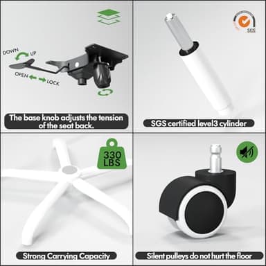 Ergalithic Ergonomic Office Chair - X-Shaped Computer Desk Chair Comfy, Gaming Chair, Office Chair with Lumbar Support, Mesh Office Chairs with Headrests, Desk Chair for Long Hours (Gray) - Image 7