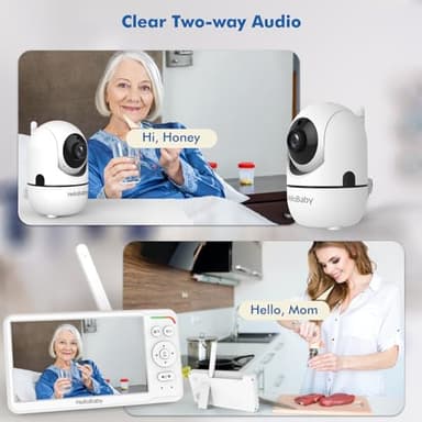 HelloBaby World's First 6" IPS Split Screen Baby Monitor with 2 Cameras - No WiFi, 30hr Battery, 355° Pan-Tilt, Night Vision, 1000ft, Portable Travel Video Audio Monitors with Temp Alert/Lullabies/VOX - Image 6