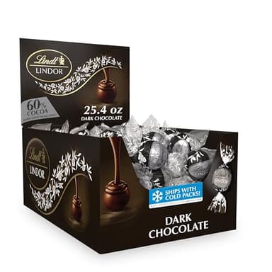 Lindt LINDOR 60% Dark Chocolate Truffles, Dark Chocolate Candy with Smooth, Melting Truffle Center, 25.4 oz., 60 Count - Image 1