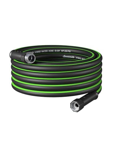 DEWENWILS Garden Hose 5/8" × 25ft, Heavy Duty, Flexible, Lightweight Hybrid Water Hose with Swivel Handle in Solid Aluminum Fittings, No Kink, CE & RoHS Listed, Black+Green - Image 1
