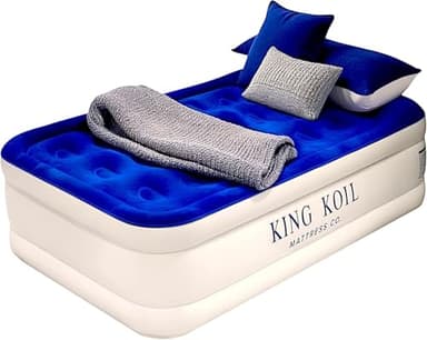 King Koil Luxury Twin Air Mattress with Built-in Pillow Top & Integrated High-Speed Patented Pump – 20" Inflatable Twin Blow Up Airbed for Camping, Home & Guests, Waterproof, 1-Year Warranty - Image 6