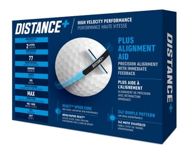 TaylorMade Distance+ Golf Balls, High-Velocity Performance, React Speed Core, Extended Flight Dimple Pattern, 12 Count, White - Image 5