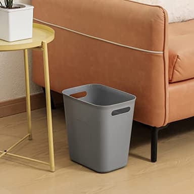 UUJOLY Plastic Small Trash Can Wastebasket, Garbage Container Basket for Bathrooms, Laundry Room, Kitchens, Offices, Kids Rooms, Dorms, 3.5 Gallon, 3.5 Gallon, Grey - Image 3