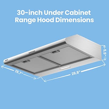 Comfee CVU30W4AST 30 inch Under Cabinet Ducted/Ductless Convertible Slim Vent Durable Stainless Steel Kitchen Reusable Filter, 3 Speed Exhaust Fan and 2 LED Lights Range Hood, 2.0 Version - Image 8