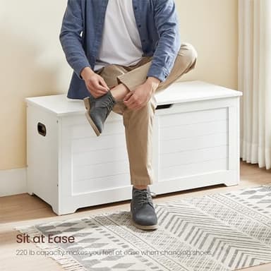VASAGLE Storage Chest, Storage Bench with 2 Safety Hinges, Farmhouse Style, 15.7 x 39.4 x 18.1 Inches, for Entryway, Bedroom, Living Room, Cloud White ULSB061T10 - Image 8
