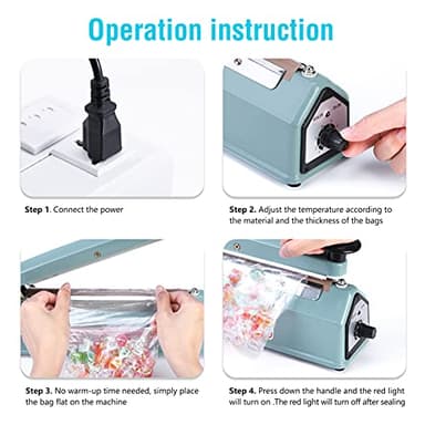 METRONIC Impulse Sealer 8 inch, Manual Heat Sealer Machine for Plastic Bags, Shrink Wrap Bag Sealers Heavy Duty Sealing Machine With Repair Kit (Blue) - Image 7