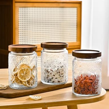 Adodeen 3-Pack 24oz Glass Jar With Airtight Lid,Kitchen Canisters For Countertop,Coffee Sugar Container Set,Pantry Glass Storage Containers For Flour,Candy,Loose Tea,Snack, mason jars - Image 5