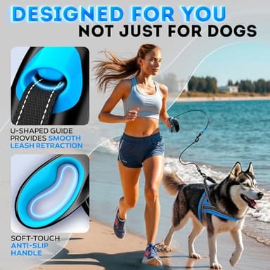 2025 New Retractable Dog Leash 18,2 ft' - Chew Proof Cable Included - 360° Tangle Free - Heavy Duty Reflective Retractable Leash for Small Medium Large Dogs up to 120 lbs - Soft Touch Anti-Slip Handle - Image 4