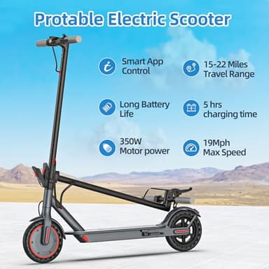 Electric Scooter Adults, Powerful 350W E-Scooter, Max 19 Mph & 15-19 Miles Range Scooters, Folding Scooters with 8.5" Solid Tires, Commuting Scooter Kick Scooter with APP Control - Image 2