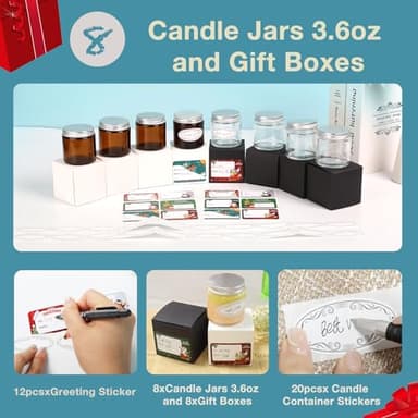 Hehinton Candle Making Kits, Professional Double Boiler Wax Melting Pot for Beginners, Complete DIY Kits with Hot Plate, 2Lbs Natural Soy Wax, Thermometer, Dye, 8 Candle Jars - Image 5