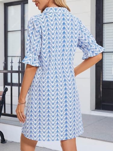 FENSACE Graduation Dresses for Women 2025 Blue Summer Casual Cute Babydoll Shirt Dress - Image 5