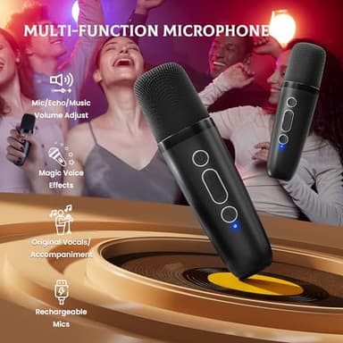 IROO Mini Karaoke Machine for Kids, 2025 TOP Toys Birthday Gifts Ideas for Girls Ages 4, 5, 6, 7, 8, 9, 10, 12+ Years Old, Portable MP3 Player with 2 Wireless Mics for Party - Image 3