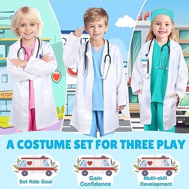 GIFTINBOX Doctor Costume for Kids Doctor Lab Coat for Kids Real Stethoscope, Girls and Boys Halloween Costumes for Kids age 3-12… - Image 3