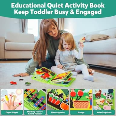 hovikoki Farm Busy Book for Toddlers 1-3 Busybook Montessori Activity Quiet Books for Baby 1 2 Year Old - Image 4