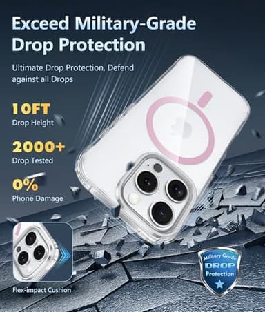 FNTCASE for iPhone 16 Pro-Max Case: Magnetic Military Grade Drop Protection Anti Yellowing Cell Phone Cover - Rugged Shockproof Protective Bumper Transparent Cases - Image 4