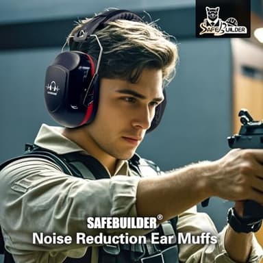 SAFEBUILDER Safety Ear Muffs SNR 33dB Noise Reduction Earmuffs Adults Sound Proof For Sleeping Outdoor Working Shooting Industrial (1, 1-Black Combine Red) - Image 5