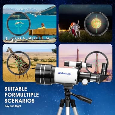 Telescope for Kids Beginners, Telescope for Kids 8-12, High Power 70mm Aperture 300mm Focal Length Astronomical Scope - Image 4
