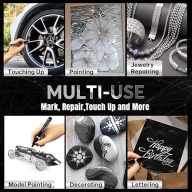 COORIART 3PK Liquid Chrome Markers - Permanent Mirror Chrome Pens, Chrome Paint Pens for Plastic, Metal, Model Painting, Touch Up & Repair Kit, Set of 3 Tips (0.7mm, 1mm, 3mm) - Image 4