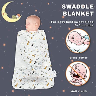Ftikvo Swaddle-Blanket Baby Girl & Boy Swaddles Newborn Infant Transition 100% Cotton Wrap Blankets, 3-Way Adjustable Wearable Blanket, TOG 1.0 (Dinosaur, 3-6 Month) - Image 6
